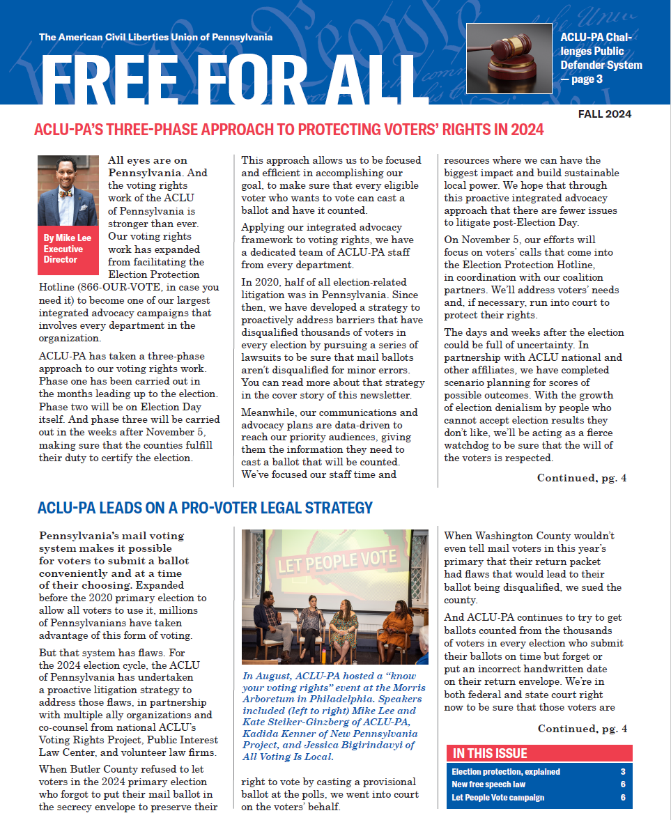 A screenshot of the Free for All 2024 Newsletter 