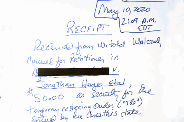Hornak security receipt redacted