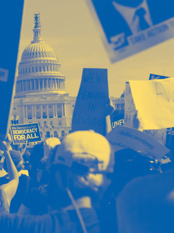 Protesters in front of Capitol building in DC