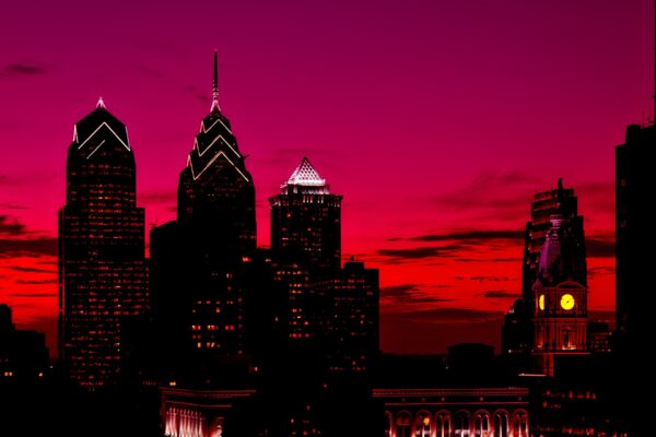Philadelphia skyline at dusk