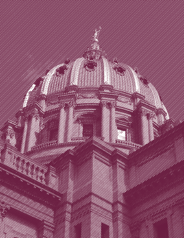 The Pennsylvania State Capitol in a burgundy filter