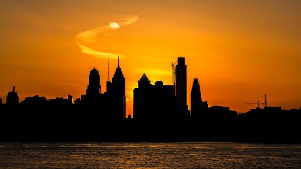 Philadelphia skyline at sunset