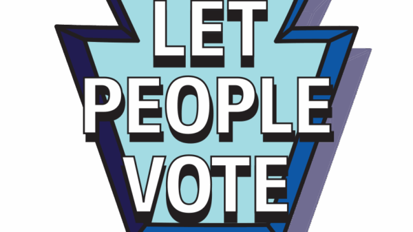 A blue keystone that says in white text, Let People Vote