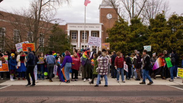 Group of Central Bucks students, parents, and teachers at a demonstration
