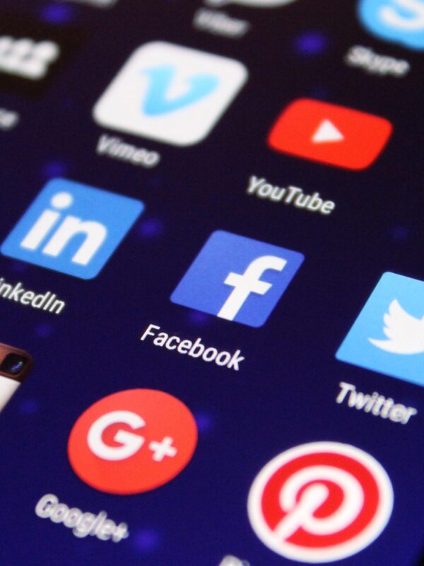 Home screen of smart phone featuring icons for social media apps