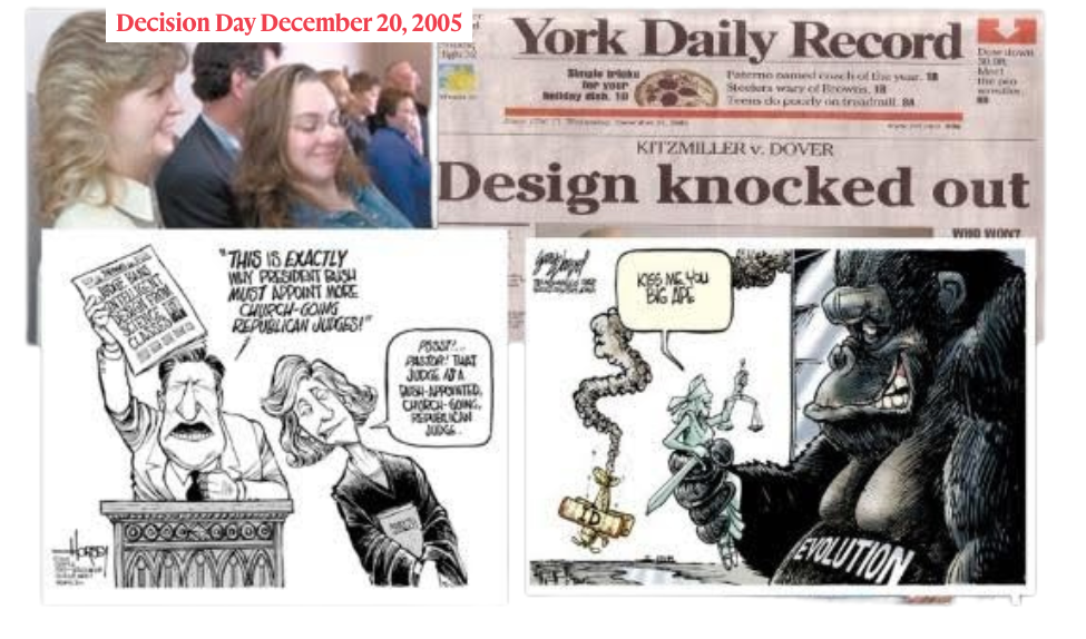 A photo collage of media coverage from decision day in 2005.