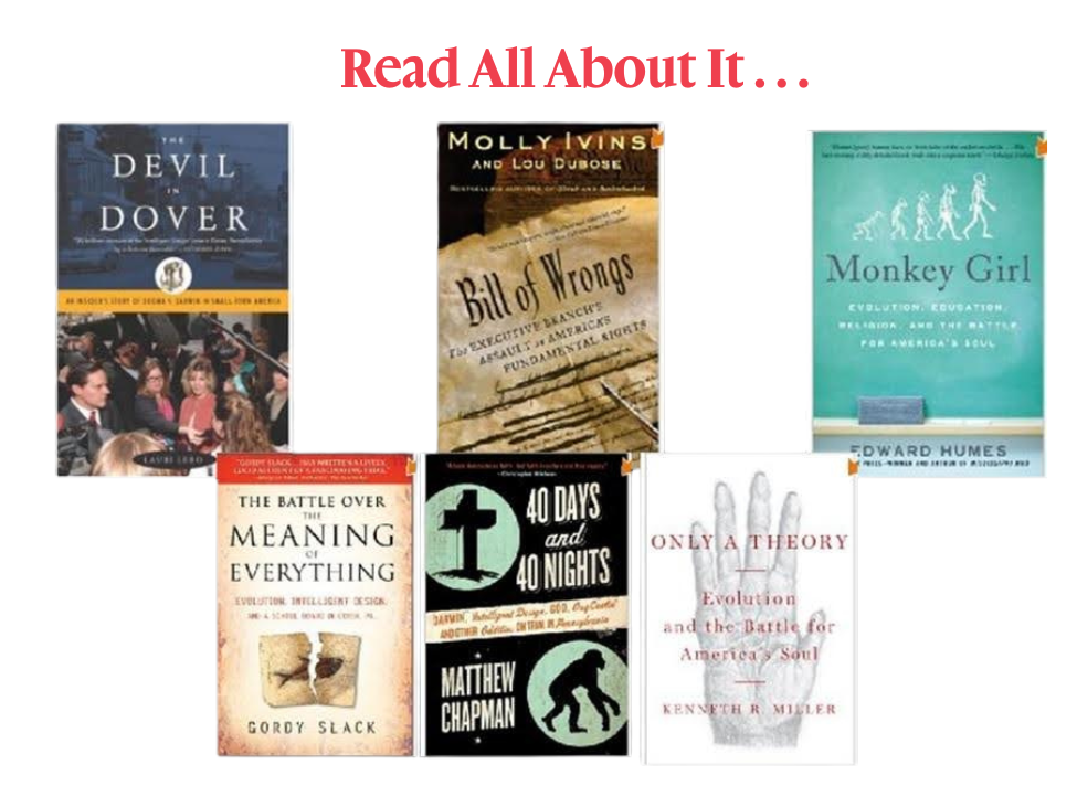 Photos of books about Intelligent Design