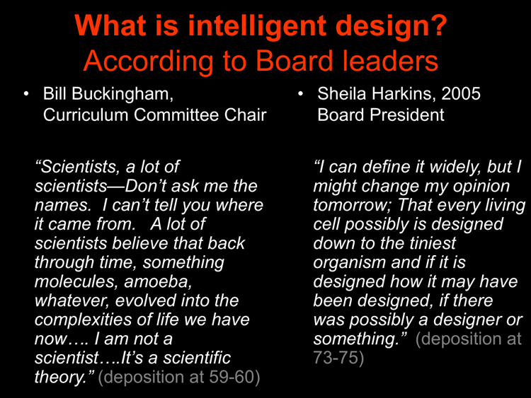 Quotes from school board members about Intelligent Design