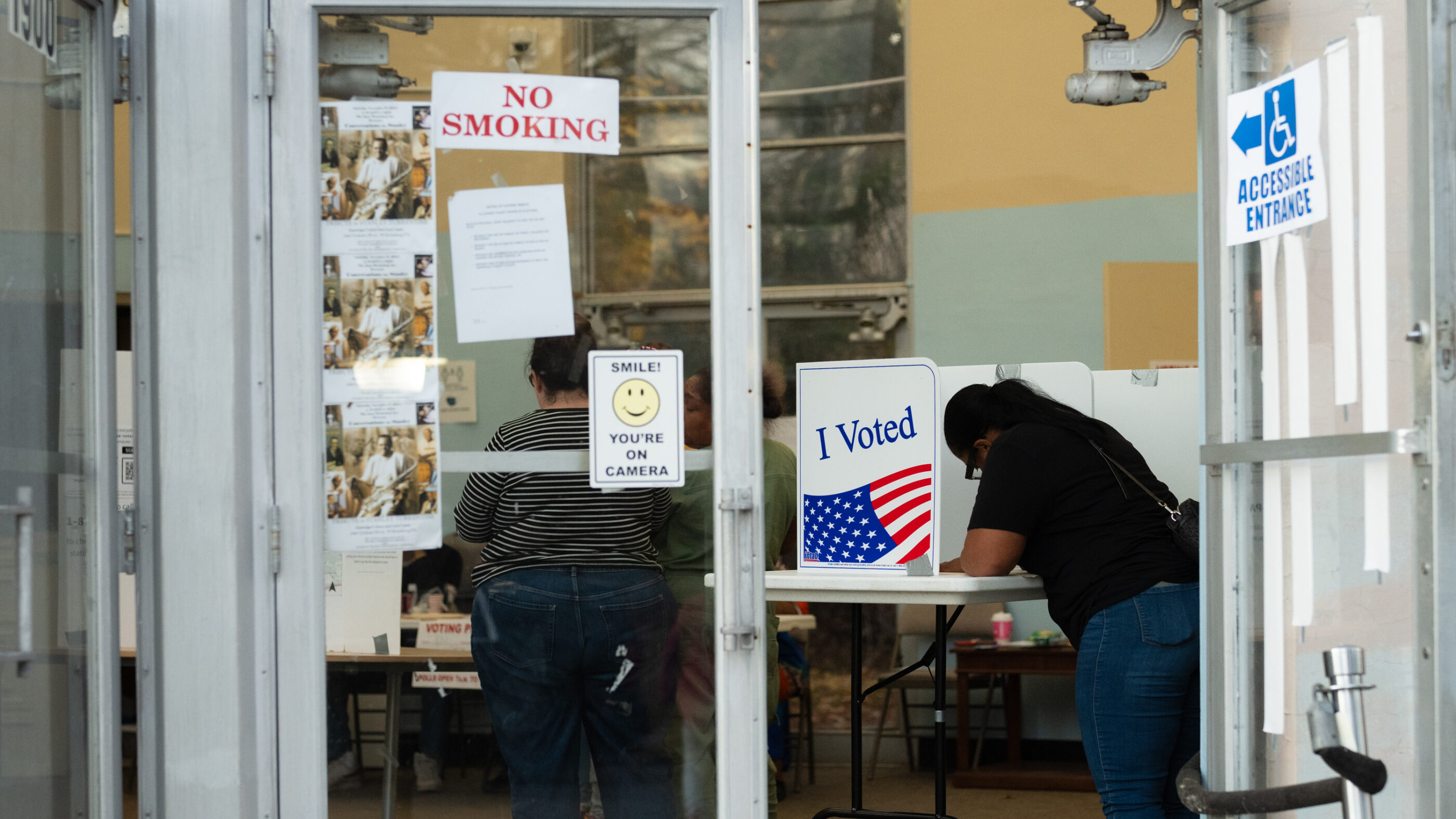 Someone filling out a ballot on Election Day in Pittsburgh.