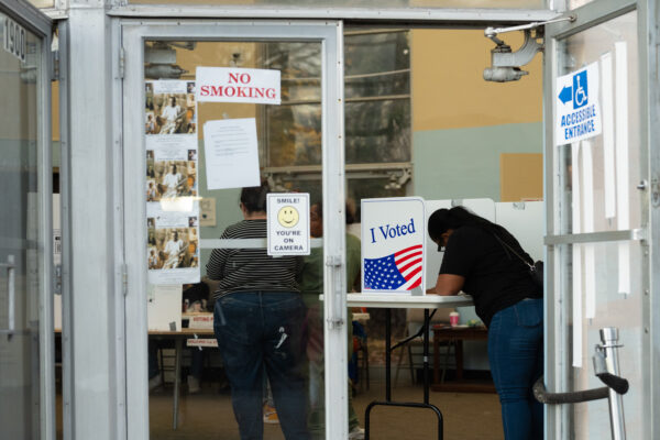 Someone filling out a ballot on Election Day in Pittsburgh.