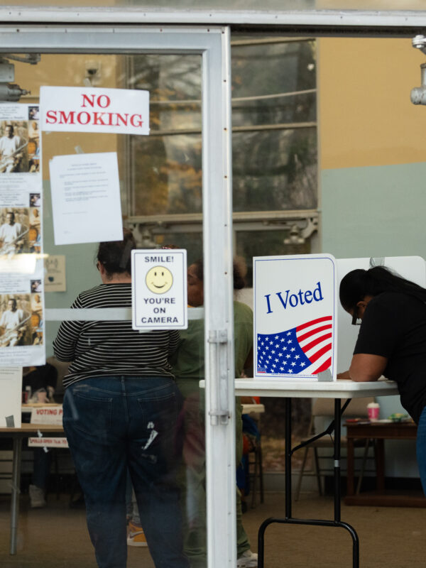 Someone filling out a ballot on Election Day in Pittsburgh.