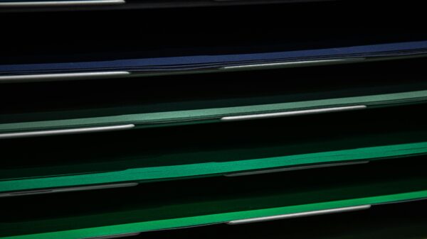 A stack of black files