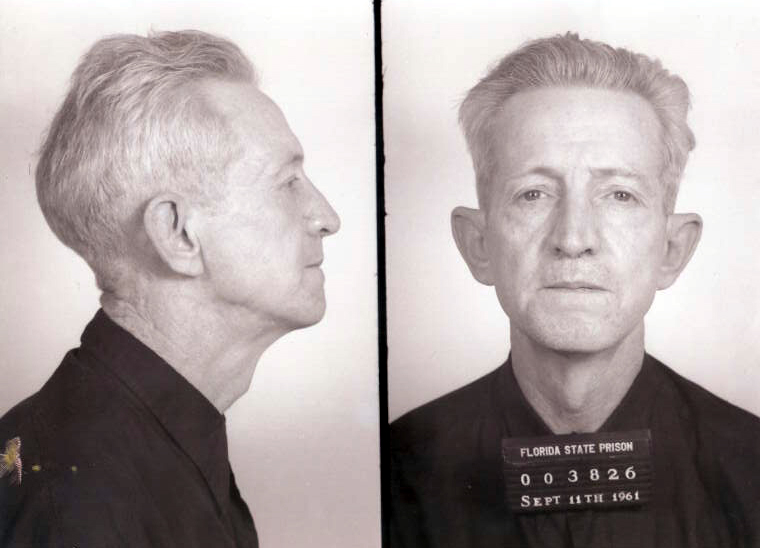 An black and white archive photo of Clarence Earl Gideon.