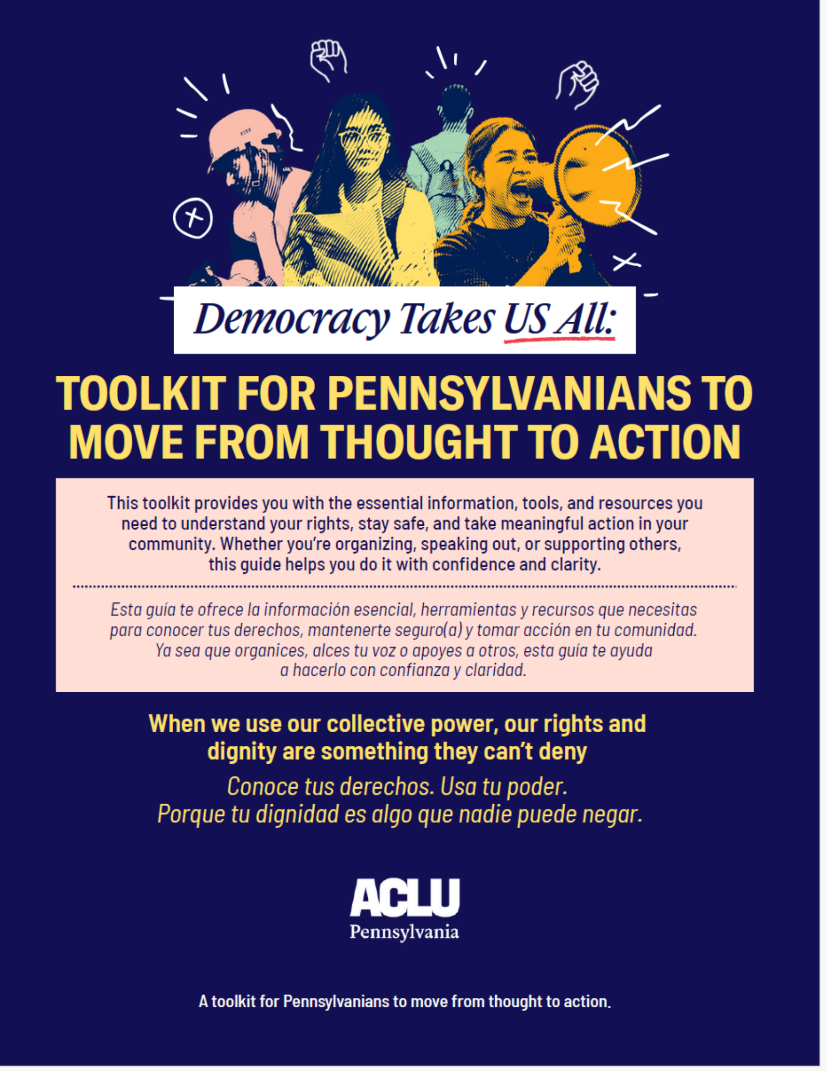 Democracy Takes US All: TOOLKIT FOR PENNSYLVANIANS TO MOVE FROM THOUGHT TO ACTION Cover