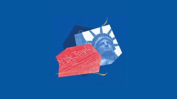 The American Civil Liberties Union of Pennsylvania presents "Free For All" an announcement of their May 2026 Spring Newsletter. It features a graphic of the Statue of Liberty and a cutout of the Constitution.