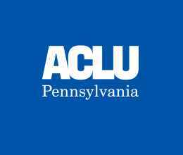 ACLU Pennsylvania logo in white on a blue background 