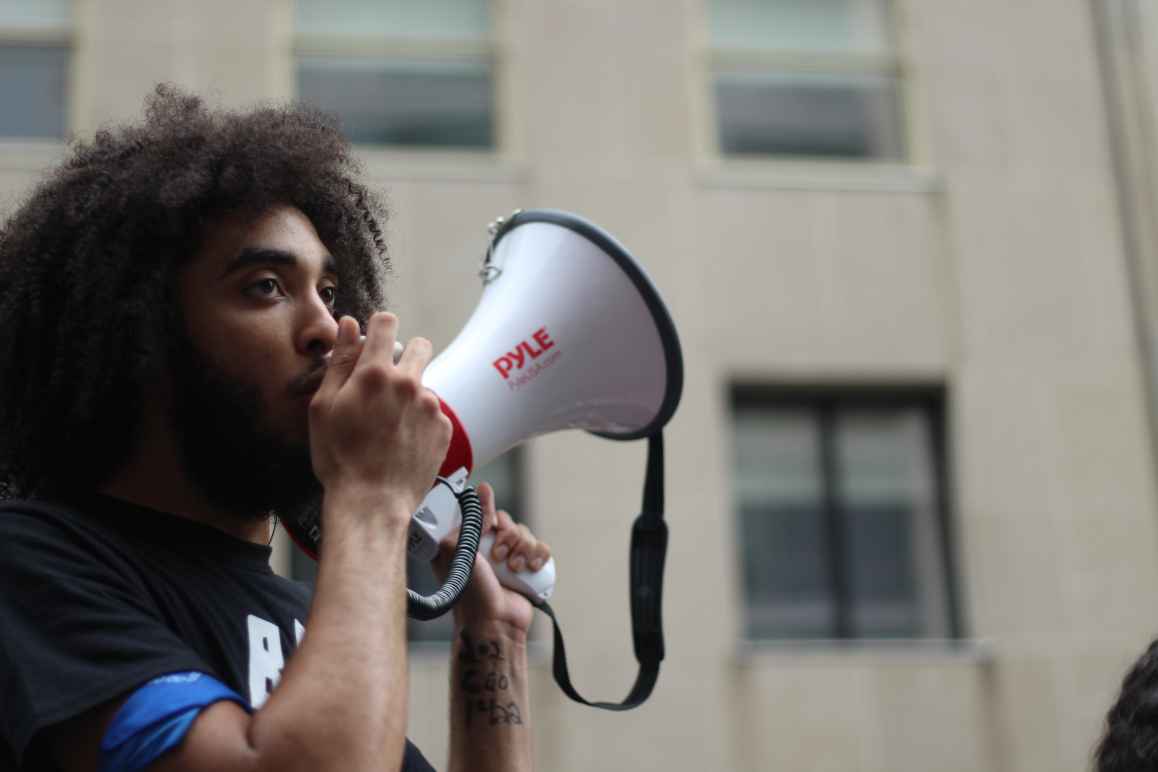 protester megaphone