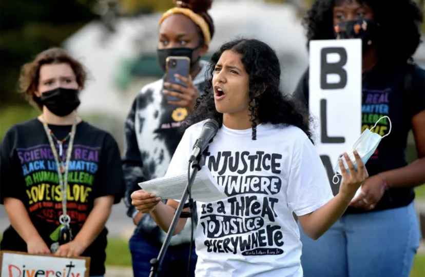 Edha Gupta at protest