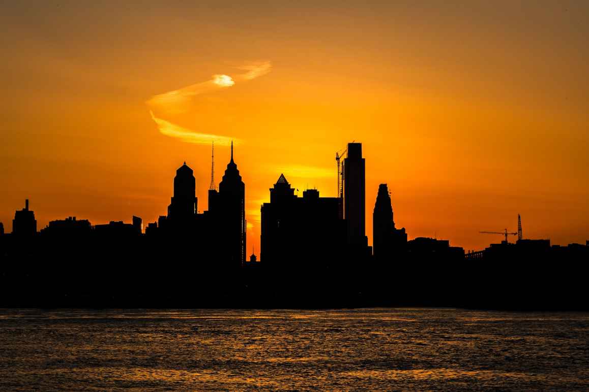 Philadelphia skyline at sunset