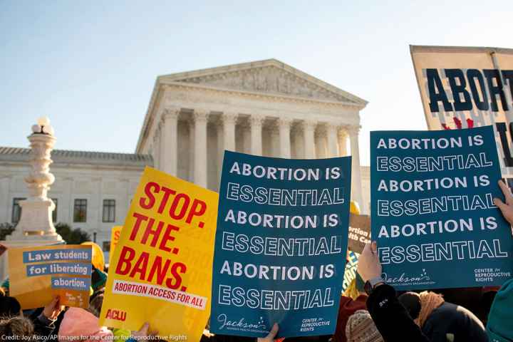 Pro-abortion signage in front of the Supreme Court.
