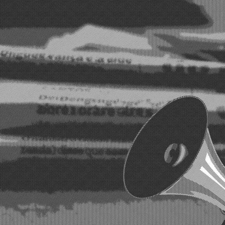 megaphone and stack of newspapers